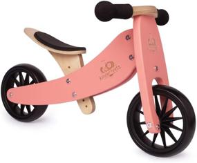 img 1 attached to Kinderfeets TinyTot 2-in-1 Wooden Balance Bike and Tricycle - Convertible Bike Trike, Sustainable & Eco-Friendly Ride-On Toy for Kids and Toddlers (Coral)