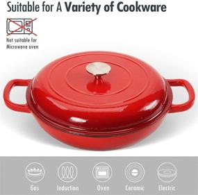 img 1 attached to 🍳 COOKWIN 3.8 Quart Cast Iron Casserole Braiser with Dual Handles and Lid - Porcelain Enameled Surface Cookware Pot for Family Meals - Perfect Christmas Gift in Red