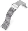 release milanese mesh tapered polished men's watches logo