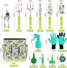 img 2 attached to 🌸 Premium Gardening Tool Set - 13-Piece Heavy Duty Aluminum Kit with Floral Print, Non-Slip Rubber Handle & Durable Storage Tote Bag - Ideal Gardening Supplies Gifts for Women and Men