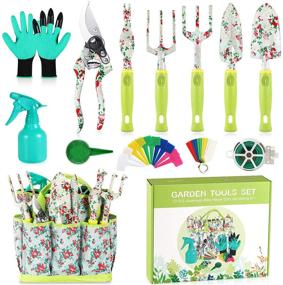 img 4 attached to 🌸 Premium Gardening Tool Set - 13-Piece Heavy Duty Aluminum Kit with Floral Print, Non-Slip Rubber Handle & Durable Storage Tote Bag - Ideal Gardening Supplies Gifts for Women and Men