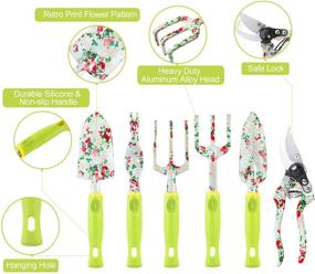 img 3 attached to 🌸 Premium Gardening Tool Set - 13-Piece Heavy Duty Aluminum Kit with Floral Print, Non-Slip Rubber Handle & Durable Storage Tote Bag - Ideal Gardening Supplies Gifts for Women and Men