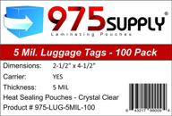 🧳 durable 975 supply luggage tag laminating pouches with loops, 2.5 x 4.25 inches - 100 per box logo