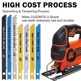 img 1 attached to 🔪 30-Piece U-Shank Jigsaw Blade Set for Wood, Plastic, and Metal Cutting - Compatible with Bosch, DEWALT, SKIL, Black and Decker - Includes 6T, 8T, 10T, 14T, 18T, 24T, 32T Blades - Complete with 420D Zipper Bag