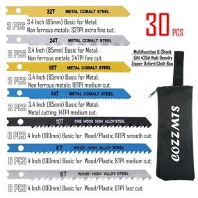 img 3 attached to 🔪 30-Piece U-Shank Jigsaw Blade Set for Wood, Plastic, and Metal Cutting - Compatible with Bosch, DEWALT, SKIL, Black and Decker - Includes 6T, 8T, 10T, 14T, 18T, 24T, 32T Blades - Complete with 420D Zipper Bag