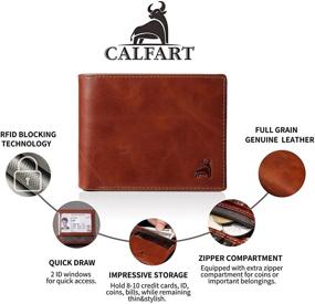 img 3 attached to 👝 CALFART Genuine Leather Bifold Wallet with Windows