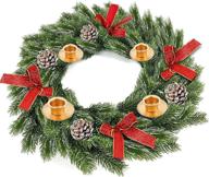 🎄 turnmeon 18 inch christmas advent wreath: 60 realistic snowy branches, 4 candle holder, 4 snowy pine cones, 4 red bows - table centerpiece decoration for xmas home décor логотип