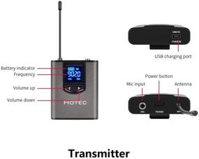 img 3 attached to 🎤 Hotec UHF Dual Wireless Microphone System - Lapel Lavalier & Headset Mic Set for PA, Mixer, Speaker, Karaoke Machine - Church, Training, Classroom, Interview (Model: H-K25)