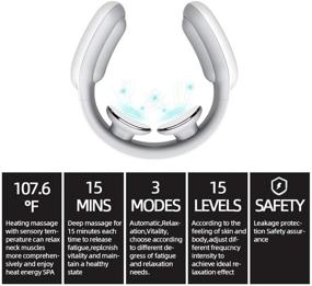 img 1 attached to 🔥 Portable Neck Massager with Heat: Intelligent Cordless Device for Deep Tissue Massage - 3 Modes, 15 Levels, Use at Home, Outdoor, Office, Car