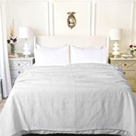 cotton blanket matelassé damask design: perfect white thermal blanket for all-season layering on king-sized beds (90 x 108 inches) logo