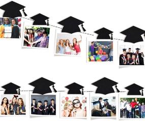 img 4 attached to 2021 Graduation Party Banner Set: KUUQA Grad Cap Shaped Photo Banner Garland with Photo Clip - Perfect Graduation Party Favors