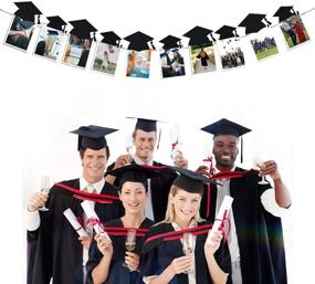 img 1 attached to 2021 Graduation Party Banner Set: KUUQA Grad Cap Shaped Photo Banner Garland with Photo Clip - Perfect Graduation Party Favors