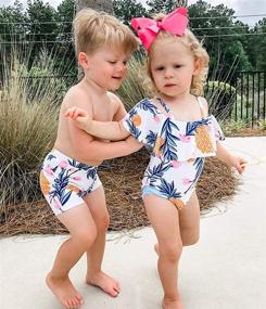 img 3 attached to 🍍 IFFEI Family Matching Swimsuit One Piece Pineapple Print Mommy and Me Swimwear