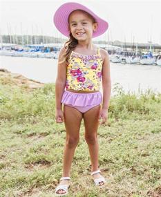 img 2 attached to 👶 Adorable RuffleButts Cropped Peplum Tankini: Trendy 2 Piece Swimsuit for Baby/Toddler Girls with Ruffles