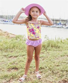 img 3 attached to 👶 Adorable RuffleButts Cropped Peplum Tankini: Trendy 2 Piece Swimsuit for Baby/Toddler Girls with Ruffles