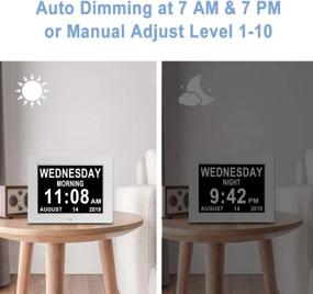 img 1 attached to 🕒 Aowasi Advanced Auto-Dimming Digital Day Calendar Clock with Large Date and Time Display, 8 Alarm Options, Battery Backup - Ideal for Seniors with Dementia, Alzheimer's, Impaired Vision, or Memory Loss