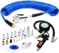 🔧 fypower air compressor accessories kit - 22 piece set with poly recoil hose, quick connect fittings, tire inflator gauge, blow gun, and swivel plugs - 1/4 inch x 25 ft логотип