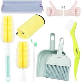 img 4 attached to 🧼 7-Pack UNMOT Pet Cage Cleaner Set for Rabbit Cages, Guinea Pigs, Hamsters, Cats, Ferrets, Birds, Parrots, Chinchillas - Ideal for Small Animal Pet Playpens, Bedding Cleaning, Brush, Dustpan, Broom, Foam Sponge