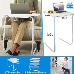 img 3 attached to 🪑 Portable Adjustable Tray Table - 6 Height, 3 Angle Desk for Laptop, Eating, Working, Gaming - Dorm, Home, Bed, Couch, TV - Small, Convenient, Durable, Stable - iMounTEK