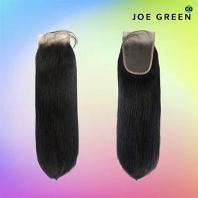 img 1 attached to 👀 Joe Green 4x4 +1” HD Transparent Closure: 100% Virgin Remy Human Hair, Pre-Plucked, Natural Color (10 Inch, Straight)