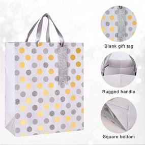 img 2 attached to 4-Pack Assorted Sizes Gift Bags: Large, Medium, and Small Paper Kraft Bags with Tissue Paper - Reusable Polka Dots, Stripes, and Stars Pattern Favor Bags for Party, Birthday, Mother's Day, Wedding, and Any Occasion