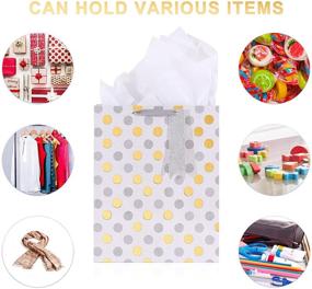 img 1 attached to 4-Pack Assorted Sizes Gift Bags: Large, Medium, and Small Paper Kraft Bags with Tissue Paper - Reusable Polka Dots, Stripes, and Stars Pattern Favor Bags for Party, Birthday, Mother's Day, Wedding, and Any Occasion