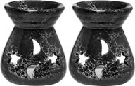 🕯️ pair of 2 decorative black ceramic aromatherapy burner/essential oil warmer candle holders for home decor - mygift logo