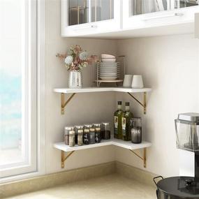 img 2 attached to 📚 Set of 2 White Wall Mounted Corner Shelves - Ideal for Bedroom, Kitchen, Bathroom, Living Room