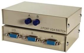 img 1 attached to 🖥️ 2-Port VGA Switch Selector Box: Dual Computer to Single Monitor VGA Switch (2 In 1 Out)