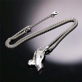 img 1 attached to Stylish U7 Praying Hands Necklace with Customizable Religious Pendant & Spiga Rope Chain for Men and Women - 22", 5 Unique Styles Available
