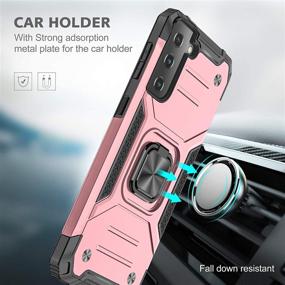 img 3 attached to Galaxy S21 Case （Not Fit S21 Plus With 2Pcs Tempered Glass Screen Protector Hybrid Shockproof 360 Rotating Ring Holder Kickstand Car Mount Heavy Duty Protection Cover For Samsung S21 5G -Pink