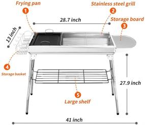 img 1 attached to 🔥 Portable Stainless Steel Charcoal Grill BBQ - Folding Barbecue Grill with Blower, Ideal for Outdoor Camping, Travel, Park, Beach, and BBQ Parties