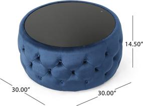 img 2 attached to Glam Velvet Coffee Table Ottoman by Christopher Knight Home, Cobalt Blue with Black Tempered Glass