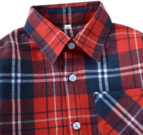 img 2 attached to 👕 Boys' Clothing - Uwback Flannel Check Shirts with Sleeve Cuffs for Tops, Tees, & Shirts