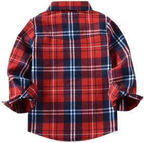 img 3 attached to 👕 Boys' Clothing - Uwback Flannel Check Shirts with Sleeve Cuffs for Tops, Tees, & Shirts