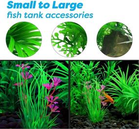 img 1 attached to 13-Piece Green Plastic Aquarium Plants with Rockery View, Vibury Aquarium Mountain Reef Rock Cave Resin Fish Tank Ornament Decoration
