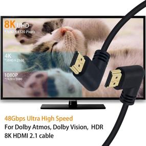 img 2 attached to 🔌 Poyiccot 8K HDMI 2.1 Cable 3.3ft - 8K 60Hz Video, 3D HDR - Right Angle HDMI Male to Left Angle HDMI 2.1 Cable for TV/Xbox/PS4/PS5 - 48Gbps High-Speed Transmission