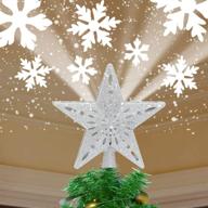 🎄 yocuby star christmas tree topper with built-in rotating magic ball, led treetop projector for crown christmas tree, xmas/holiday decor, winter home wonderland party ornament logo