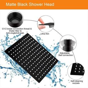img 3 attached to 304 Stainless Steel Rainfall Square Shower Head: High Pressure, Comfortable Shower 🚿 Experience with Low Water Flow | 12 Inch Matte Black Large Rain Shower Head