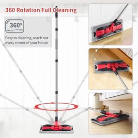 img 3 attached to MEXERRIS Microfiber Floor Mop: 360 Rotating Dust Wet Mop with Adjustable Handle - Ideal for Hardwood Cleaning. Includes 4 Reusable Washable Mop Pads Cloth and 1 Scraper