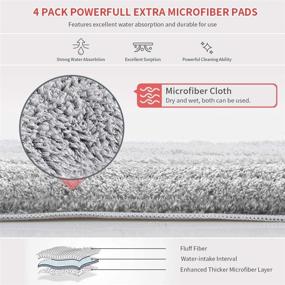img 2 attached to MEXERRIS Microfiber Floor Mop: 360 Rotating Dust Wet Mop with Adjustable Handle - Ideal for Hardwood Cleaning. Includes 4 Reusable Washable Mop Pads Cloth and 1 Scraper