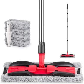 img 4 attached to MEXERRIS Microfiber Floor Mop: 360 Rotating Dust Wet Mop with Adjustable Handle - Ideal for Hardwood Cleaning. Includes 4 Reusable Washable Mop Pads Cloth and 1 Scraper