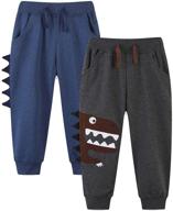 hileelang toddler boy sweatpants kids sport jogger cotton active casual playwear sweats pants 2-pack logo