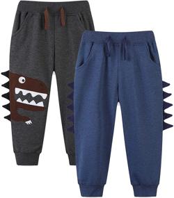 img 3 attached to HILEELANG Toddler Boy Sweatpants Kids Sport Jogger Cotton Active Casual Playwear Sweats Pants 2-Pack
