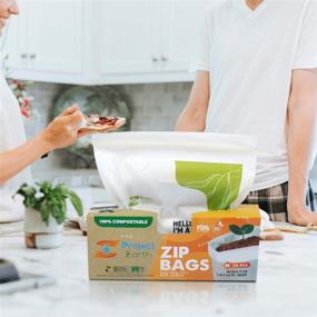 img 1 attached to 🌱 Compostable Zip Bags, 100 Count Quart, 2 Pack: Eco-Friendly Freezer, Sandwich, and Food Storage Solution with Resealable Lock - Biodegradable and Environmentally Responsible Product