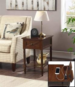 img 1 attached to 🏮 Convenience Concepts Oxford End Table with Charging Station, Espresso - Convenient Country Style