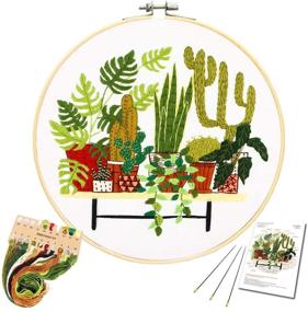 img 4 attached to 🌵 Beginner's Embroidery Starter Kit with Cactus Pattern & Instructions - Cross Stitch Set, Full Range of Stamped Embroidery Kits