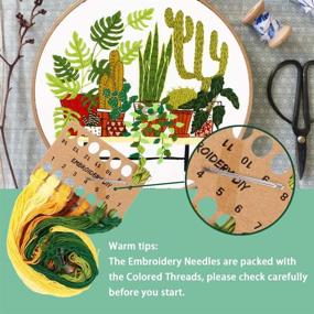 img 1 attached to 🌵 Beginner's Embroidery Starter Kit with Cactus Pattern & Instructions - Cross Stitch Set, Full Range of Stamped Embroidery Kits