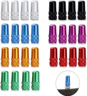 🚴 juland 28pcs french style presta valve cap set: multi-color anodized aluminum alloy dust covers for bike tire - 7 vibrant colors logo