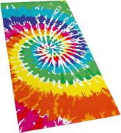 🌈 tie dye beach towel - 30 x 60 inches - 100% cotton velour - rainbow hippie colors - printed design (rainbow, 30x60) logo